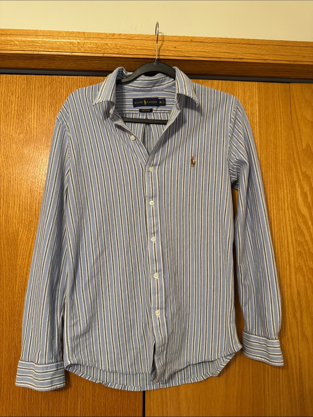 Ralph Lauren Blue and White Vertical Stripe Button-Down Shirt